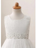 Ivory Lace Beaded Wedding Flower Girl Dress